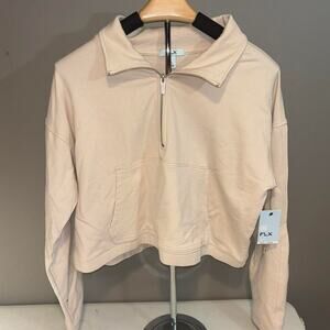 FLX Cream Cropped Quarter Zip Sweater (LARGE) NWT